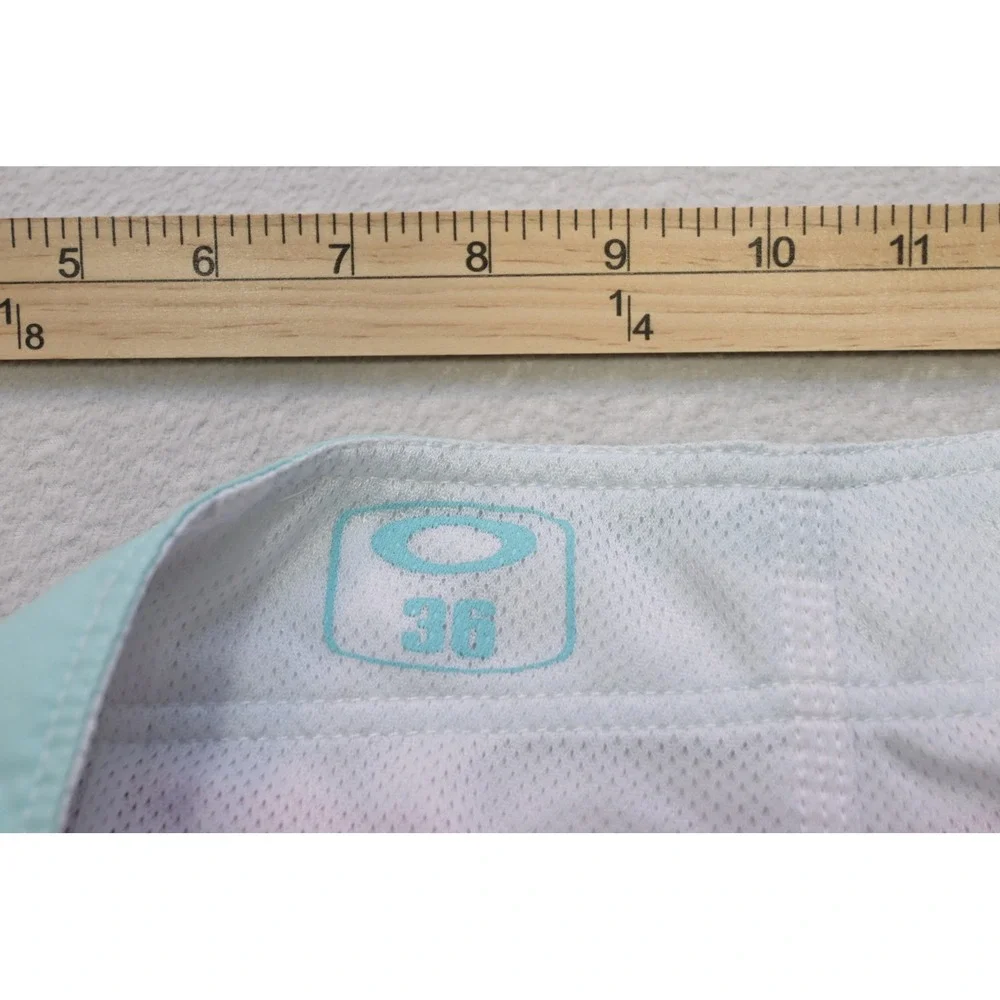 Oakley Board‎ Shorts Mens 36 White Teal Red Striped Swim Trunks Excellent